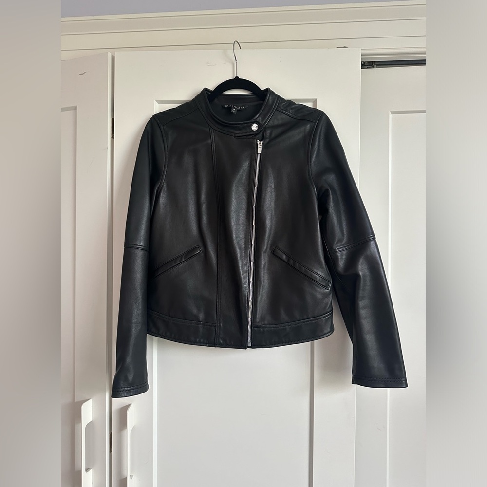 Athleta Black Leather Moto Jacket